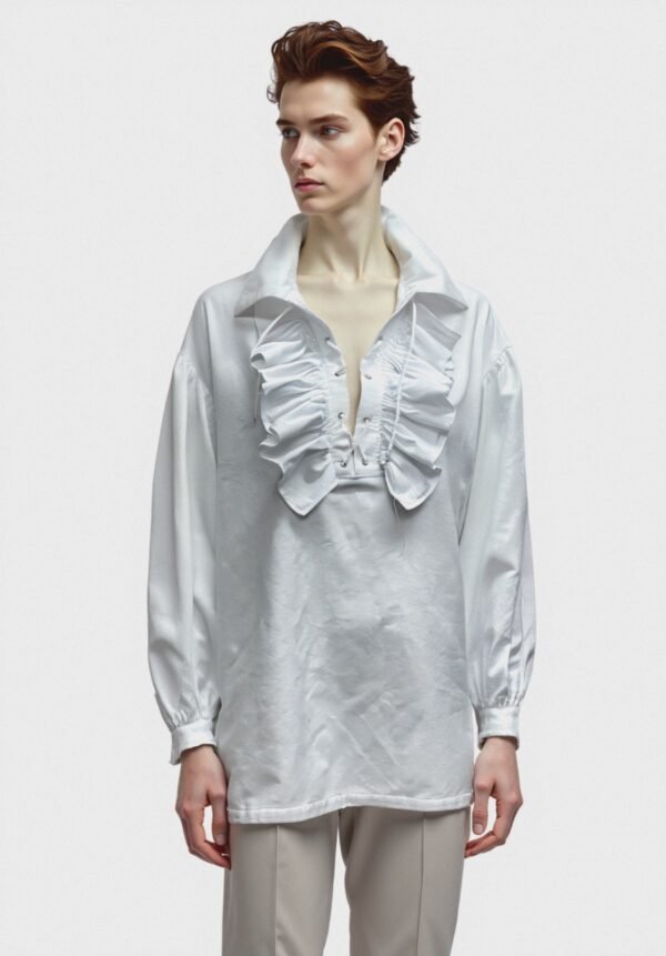 Men’s white raffle shirt historical costume pirate shirt - Image 5