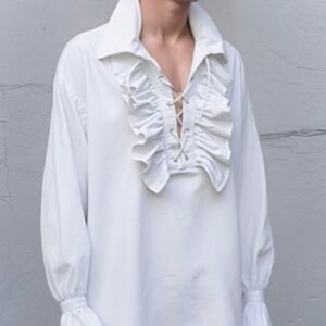 Men’s white raffle shirt historical costume pirate shirt