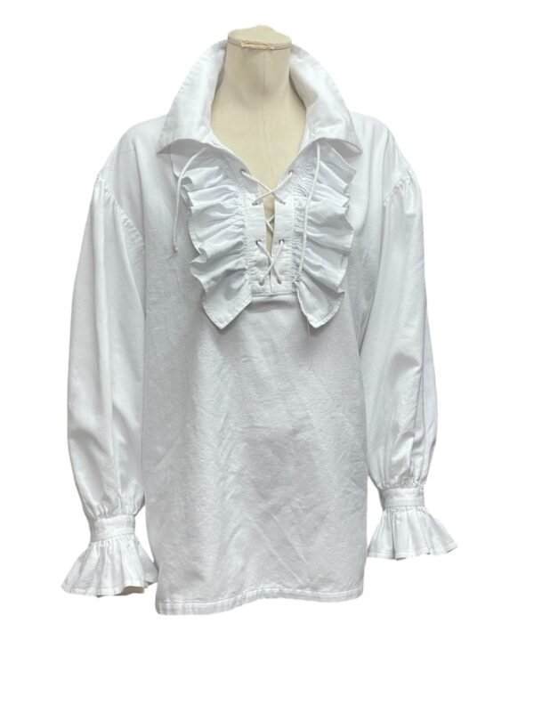 Men’s white raffle shirt historical costume pirate shirt - Image 2